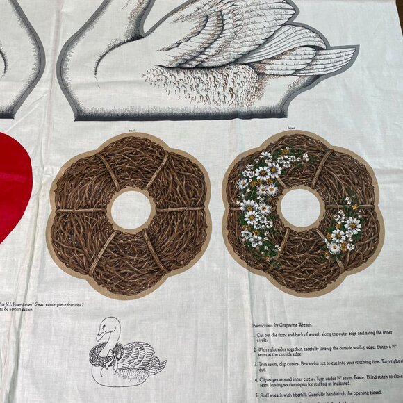Cranston VIP Print Works Swan Centerpiece Grapevine Heart Wreath  u Fabric Patte - Picture 5 of 12